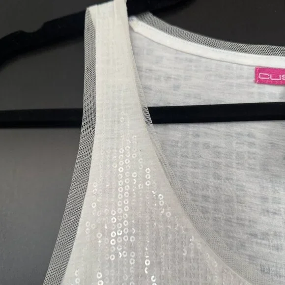 Shiny Sequin A-Line Desigual white mini dress - Picture 4 of 6